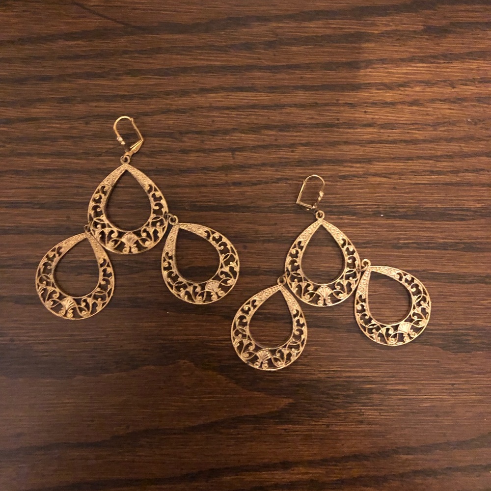 Gold 3 hoop earrings